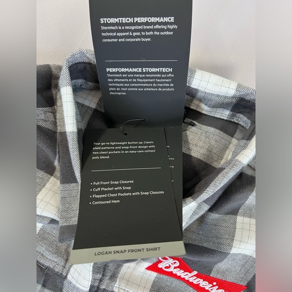 Stormtech Snap Button Down Performance Flannel Womens Large Plaid (Budweiser)NWT - Picture 5 of 7